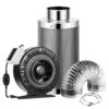 VIVOSUN 6 Inch 440 CFM Inline Fan with Speed Controller, 6 Inch Carbon Filter and 8 Feet of Ducting, Air Filtration Combo for Grow Tent Ventilation Silver