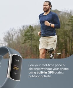 Fitbit Charge 5 Advanced Health & Fitness Tracker with Built-in GPS, Stress Management Tools, Sleep Tracking, 24/7 Heart Rate & More, Mineral Blue, One Size S & L Bands Included, Steel Blue/Platinum Fitbit Charge 5 23 815b8CEG6yL