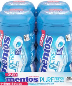 Alternative view of Mentos Pure Fresh Sugar-Free Chewing Gum with Xylitol, Fresh Mint, 50 Piece Bottle (Bulk Pack of 4) 200 Count (Pack of 1)