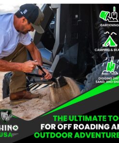 RHINO USA Folding Survival Shovel w/Pick - Heavy Duty Carbon Steel Military Style Entrenching Tool for Off Road, Camping, Gardening, Beach, Digging Dirt, Sand, Mud & Snow. 33 815fn0atZ3L