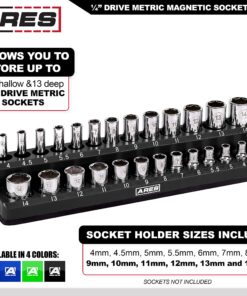 Alternative view of ARES 70233-26-Piece 1/4-Inch Metric Magnetic Socket Organizer - Holds 13 Standard Size and 13 Deep Size Sockets - Keeps Your Tool Box Organized 1/4-Inch Drive Black (Mm)