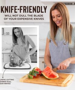 Bamboo Cutting Board - Wood Chopping Board with Juice Groove, Charcuterie Board, Serving Platter Cheese Board, Bread Board, Turkey Meat Cutting Board for Kitchen 34 815g8Wm MgL