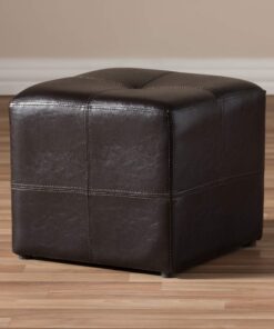 Alternative view of Baxton Studio Nox Brown Leather Ottoman , Dark Brown , SMALL -