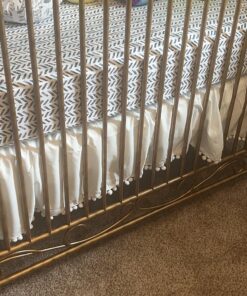 TILLYOU Ruffled Crib Skirt with Pompoms, Microfiber Nursery Crib Toddler Bedding Skirts for Baby Boys Girls, 14'' Drop, White Polyester 29 815h7rf0CAL