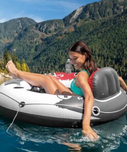 Intex River Run 1 Water Tube Lake Raft Inflatable Pool Floats with 2 Heavy Duty Handles, Backrest, and 2 Cupholders, Red (4 Pack) 19 815i6lSG6FL