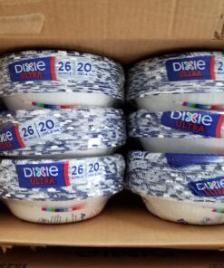 Dixie Ultra Disposable Paper Bowls, 20oz, Dinner or Lunch Size Printed Disposable Bowls, Packaging and Design May Vary, 26 Count (Pack of 6) White 31 815j2zHtSbL
