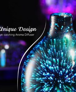Porseme 280ml Essential Oil Diffuser 3D Glass Aromatherapy Ultrasonic Humidifier - Auto Shut-Off, Timer Setting, BPA Free for Home Hotel Yoga Leisure SPA Gift H1-280ml Vase 26 815jXZbeSBL