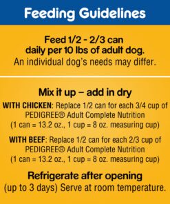 PEDIGREE CHOPPED GROUND DINNER Adult Canned Soft Wet Dog Food Variety Pack, with Chicken and with Beef, 13.2 oz. Cans (Pack of 12) Beef & Chicken 13.2 Ounce (Pack of 12) 25 815jx16izL