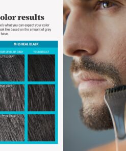 Just For Men Mustache & Beard, Beard Dye for Men with Brush Included for Easy Application, With Biotin Aloe and Coconut Oil for Healthy Facial Hair - Real Black, M-55, Pack of 3 Real Black M-55 3 Count (Pack of 1) 14 815nBdyFLmS
