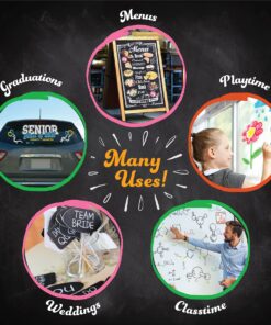 Blami Arts Liquid Chalk Markers Washable -14 Ink Pens & Extra Gold and Silver Colors - Chalkboard Labels Pack Included Non Toxic - Reversible Tips and Erasing Sponge included 14-pack multi-colors 31 815nEy9oBrL 1