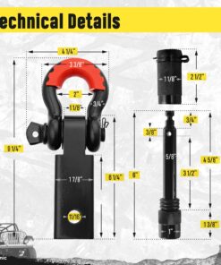 Motormic Tow Strap Recovery Kit – 3" x 30ft (30,000 lbs.) Rope + 2" Shackle Hitch Receiver + 5/8" Locking Pin + 3/4" D Ring Shackles with Safety Ring + Heavy Duty Bag - Off Road Pick Up Towing Complete Recovery Strap Kit 29 815nhlMm9BS