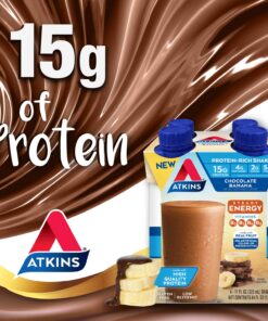 Atkins Chocolate Banana Protein Shake, 15g Protein, Low Glycemic, 4g Net Carb, 2g Sugar, Keto Friendly, 12 Count 13 815oJnvlnrL