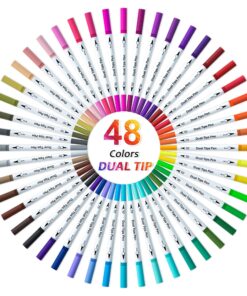 Alternative view of Journal Calligraphy Art Markers, 48 Colors Dual Tip Brush Pens with Fineliner Tip for Adult Coloring Books Drawing At School Home Office by Smart Color Art
