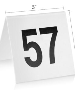 Alternative view of New Star Foodservice 27570 Double Side Plastic Table Numbers, 51-75, 3" x 3" Inch, White
