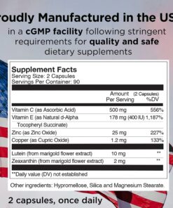 Viteyes AREDS 2 Eye Vitamins, Classic Macular Support, Allergen Free Capsules, with Natural Vitamin E, Vitamin C, Zinc, Copper, Lutein & Zeaxanthin, Eye Doctor Trusted, Manufactured in The USA, 180 Ct 180 Count (Pack of 1) 12 815t3NUh4nL