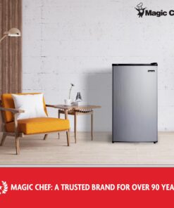 Magic Chef MCBR350S2 Compact Refrigerator with Manual Defrost, Small Refrigerator for Compact Spaces, 3.5 Cubic Feet, Silver Stainless Steel 13 815tULZq0dL