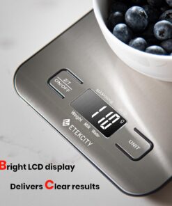 Etekcity Food Scale, Digital Kitchen Scale, 304 Stainless Steel, Weight in Grams and Ounces for Baking, Cooking, and Meal Prep, LCD Display, Medium Basic Medium Size 34 815uj0opQIL