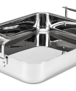 Viking Culinary 3-Ply Stainless Steel Roasting Pan, Includes a Nonstick Rack, Dishwasher, Oven Safe, Works on All Cooktops including Induction 33 815vFKTox7L
