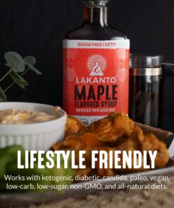 Lakanto Sugar Free Maple Syrup - Monk Fruit Sweetener, Keto Diet Friendly, Vegan, 1g Net Carbs, Pancakes, Waffles, Oatmeal, Coffee, Tea, Granola, Frosting, Marinade, Dressing (13 Fl Oz - Pack of 1) 13 Fl Oz (Pack of 1) 22 815wQU2GQrL