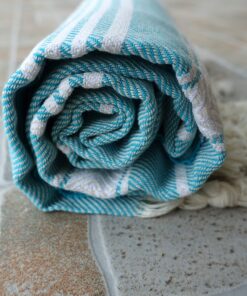 Dandelion - Basic Pattern - 100% Naturally-Dyed Cotton Turkish Towel Peshtemal - 71x39 Inches - Miami Blue 16 815zeffF1fL