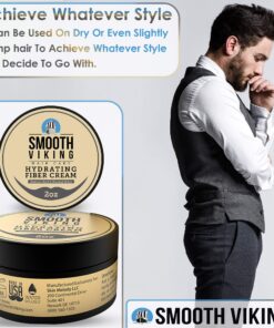 Smooth Viking Hair Styling Cream for Men - Grooming Hair Product - Matte Finish, Medium Hold and Minimal Shine Gel, Hydrating Fiber Cream for Daily Use, 2oz 26 815zer68 L