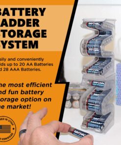 Battery Ladder (TM) Clear AA & AAA Combo Battery Holder/Storage - Vertical Organizer Case That Holds 28 AAA & 20 AA Batteries - Stackable, Expandable and Wall Mountable - Combo Pack 16 8161Eq hJ L