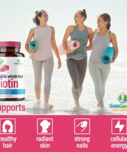 Whole Food Biotin Supplement - Contains Certified Organic Plant Based Biotin from Sesbania Agati Trees - by SolaGarden Naturals. May Support Hair, Skin and Nails. 60 Non GMO Veggie Capsules. 17 8162mX5Dv3L
