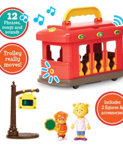 Daniel Tiger's Neighborhood Deluxe Electronic Trolley Vehicle with 2 Songs, 12 Phrases, Sounds & Light! Daniel & Mom Tiger Figures Included, For Ages 3+ 30 8164HA2c4mL 1
