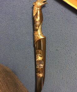 ASR Outdoor 13.5 inch Animal Head Decorative Collector's Hunting Knife with Ornamental Scabbard Black Wolf 43 8167cYANkwL