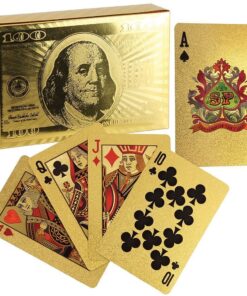 Generic, Deck of Poker Playing Cards in 999.9 Gold Foil Plating with Certificate and Mahogany Box, Bridge Size Cards, Playing Cards, Gold, 54 cards Cards With Box Set 14 8168YqYucRL