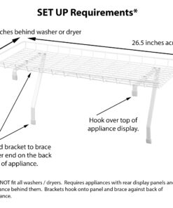 Household Essentials 05100 Rear Display Over-The-Washer Storage Shelf | Organize and Store Laundry Room Supplies | White 33 8168oUgL3mL