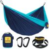 Wise Owl Outfitters Camping Hammock - Camping Essentials & Camping Gifts, Portable Hammock Single or Double Hammock for Outdoor, Indoor w/Hammock Straps Navy & Lt Blue Medium 5 8169 Do13uL