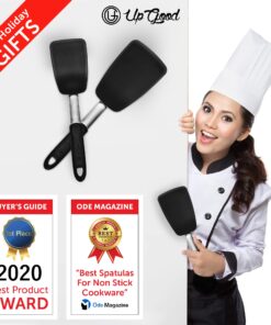 Alternative view of UpGood Silicone Turner Set - 2 Pack of Large and Small Kitchen Spatulas - High Heat Resistant Nonstick Utensils with Tapered Edges - Flexible Stainless Steel, BPA Free Professional Grade Cookware Turner 2 Pack Black