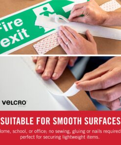 VELCRO Brand - Sticky Back Hook and Loop Fasteners | Perfect for Home or Office | 3 1/2in x 3/4in Strips | Pack of 4 | White (VEL90076) 4Pk 19 816AMnGbKNL 1