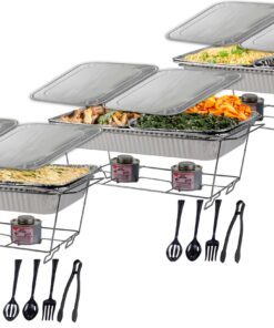 Tiger Chef Chafing Dish Buffet Set Disposable - Full Size Disposable Wire Chafer Stand Kit - 30-Piece Catering Set for Parties Includes Chafer Pans Disposable Serving Utensils 11 816AjBO8 FL