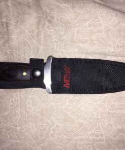 MTech USA – Fixed Blade Knife – Satin Finish Stainless Steel Blade, Brown Wood Handle with Stainless Steel Bolster, Includes Nylon Sheath - Hunting, Camping, Survival, Tactical – MT-20-03 51 816BY6WOK6L