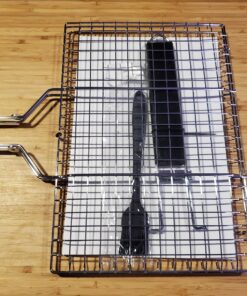 AIGMM Portable Stainless Steel BBQ Barbecue Grilling Basket for Fish ,Vegetables , Steak ,Shrimp, Chops and Many Other Food .Great and Useful BBQ Tool. Deep 34 816D8Fu6d2L