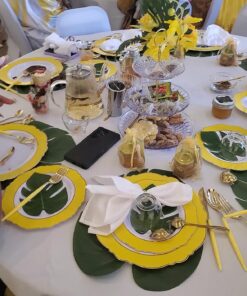 Moon Boat 120PCS Tropical Palm Leaves Plant Imitation Leaf-Hawaiian/Luau/Jungle Party Table Decorations 37 816FYtXsp6L