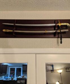Sword/Saber Display Plaque Rack Holder Wall Rack, Alternative to Display Case Mahogany 34 816GmseyxqL