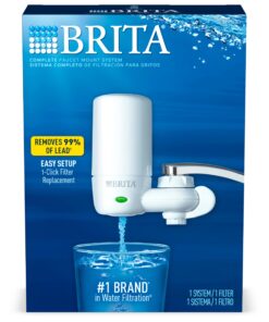 Brita Water Filter for Sink, Complete Faucet Mount Water Filtration System for Tap Water, Reduces 99% of Lead, White Faucet Mount System 34 816I3JlgrOL