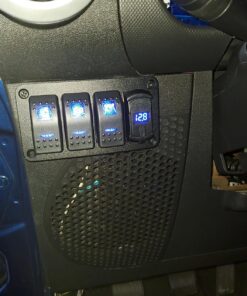 Switchtec 2 3 5 7 Gang Rocker Switch Panel with 4.8 Amps Dual USB Rocker Style Fast Charger with Integrated Voltmeter, Blue Backlit Led, Pre-Wired switches and USB Charger. 33 816JjelVBJL