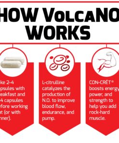 Force Factor Volcano Pre Workout Nitric Oxide Booster Supplement for Men with Creatine and L-Citrulline to Boost and Energy, Help Build Muscle, Better Pump and Workout, 120 Capsules 20 816L890CXmL