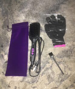 Ionic Hair Straightener Brush Upgrade 2.0,GLAMFIELDS Electrical Heated Hair Straightening with Faster Heating, MCH Ceramic Technology, Auto Temperature Lock, Anti Scald, Heat Resistant Glove(Black-01) Black 73 816LFjYhR9L