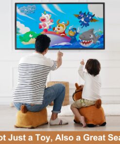 iPlay, iLearn Bouncy Pals Brown Hopping Horse, Toddler Plush Animal Hopper Toy, Kids Inflatable Ride on Bouncer W/Pump, Indoor Outdoor Jumper, Birthday Gifts for 18 24 Months 2 3 Year Old Boys Girls Brown Hopper Horse 30 816MG5D67mL