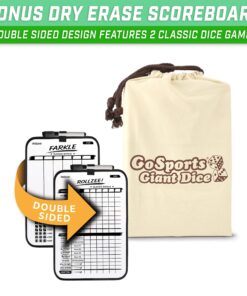 GoSports Giant Wooden Playing Dice Set with Rollzee and Farkle Scoreboard - Includes 6 Dice, Dry-Erase Scoreboard and Canvas Tote Bag - Choose 2.5 Inch or 3.5 Inch Dice) 3.5 Inch Natural Wood Dice 24 816NjJpy5rL