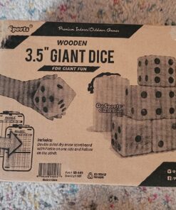GoSports Giant Wooden Playing Dice Set with Rollzee and Farkle Scoreboard - Includes 6 Dice, Dry-Erase Scoreboard and Canvas Tote Bag - Choose 2.5 Inch or 3.5 Inch Dice) 3.5 Inch Natural Wood Dice 32 816O7WqjHPL