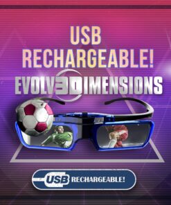 RetroDepth LT Lightweight Rechargeable DLP Link 3D Glasses for all DLP 3D Projectors (Benq, Optoma, Acer, Vivitek, Dell Etc) by Evolv3Dimensions (2 Pack) 14 816P5IrTF L