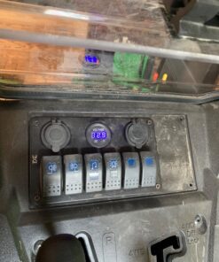 FXC 12 Volt Aluminum Marine Boat Rocker Switch Panel Waterproof 6 Gang Toggle Switch Panel Blue LED Lighted for Car Truck RV UTV ATV with USB Cigarette Lighter Socket Voltmeter 19 816Q2V2C2dL