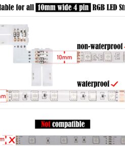 JACKYLED L Shape 4-Pin LED Connectors 10-Pack with 22Pcs Clips 10mm for Strip Lights 28 816QatUWuRL