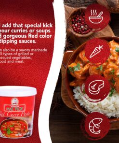 Mae Ploy Red Curry Paste, Authentic Thai Red Curry Paste For Thai Curries And Other Dishes, Aromatic Blend Of Herbs, Spices And Shrimp Paste, No MSG, Preservatives Or Artificial Coloring (14oz Tub) 14 Ounce (Pack of 1) 21 816R2jV5nzL
